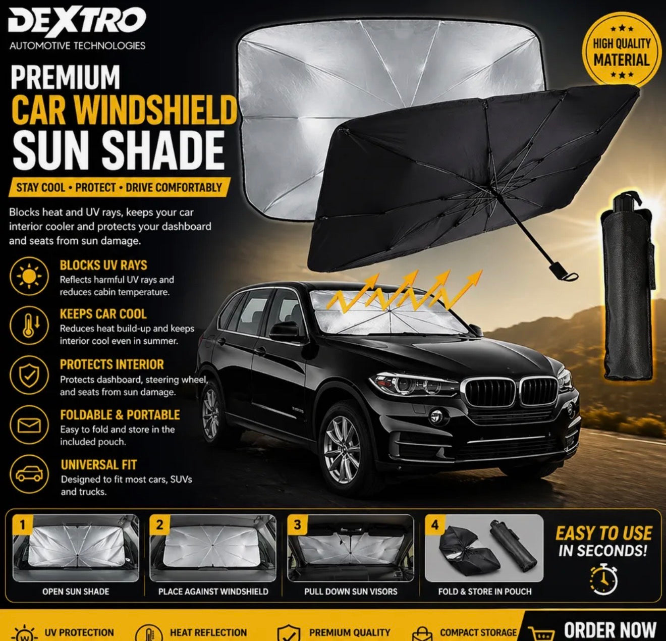 Universal - Car Windshield Sun Shade Umbrella Protector
