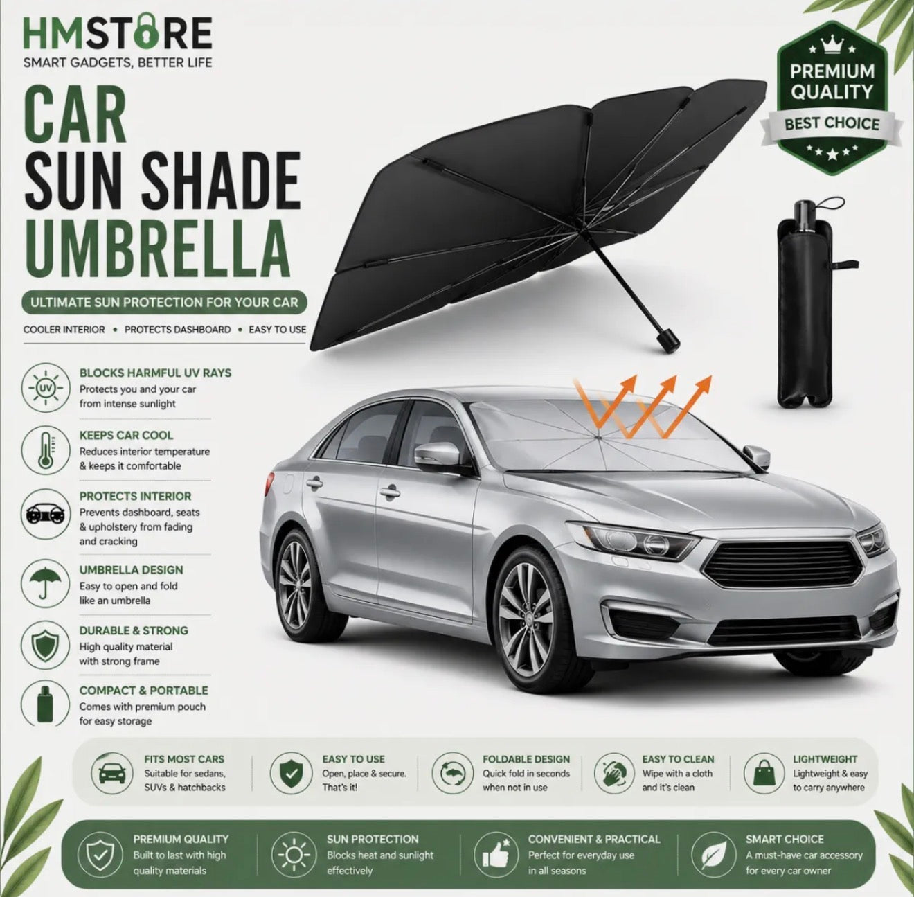 Universal - Car Windshield Sun Shade Umbrella Protector