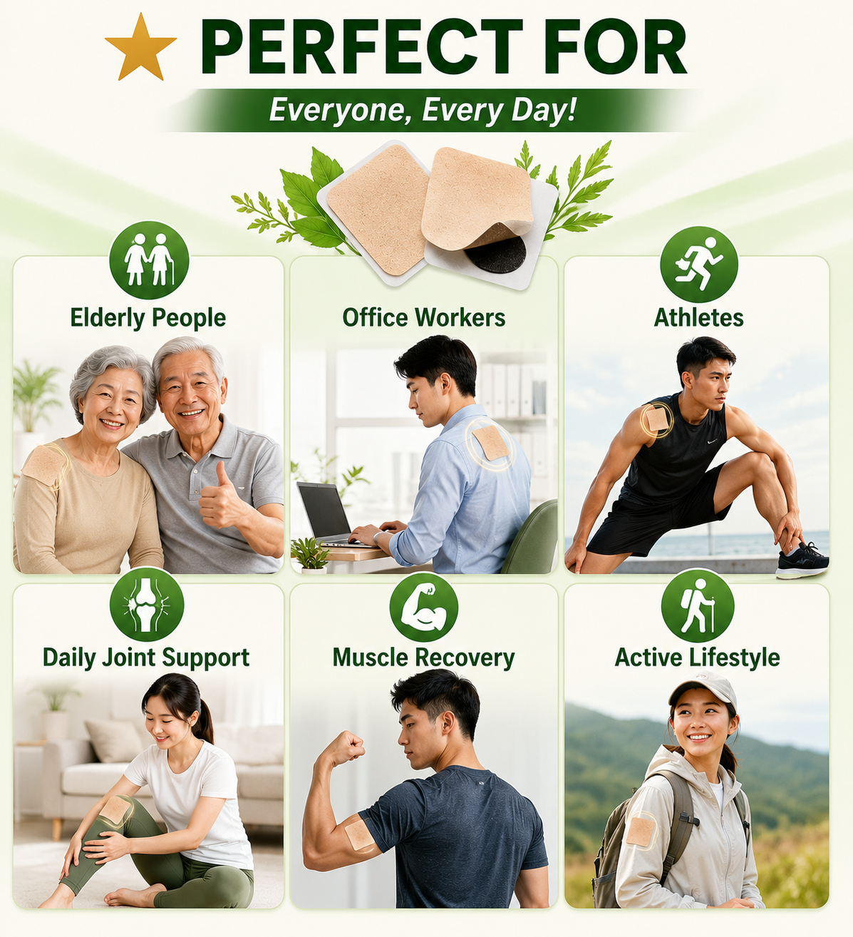 5 pcs Japanese Joint Pain Relief Patches - Herbal Formula for Knee Muscle & Bone Pain
