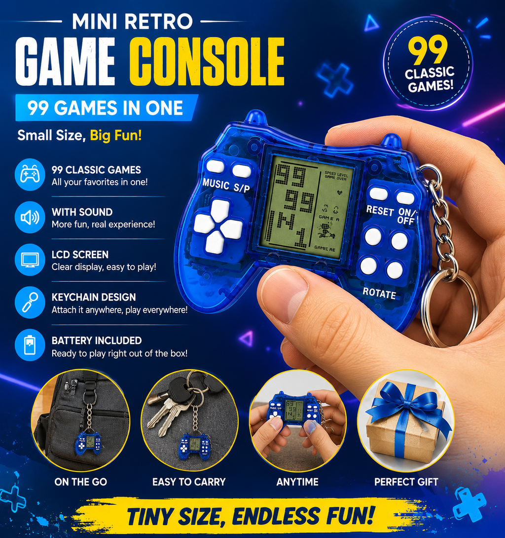 Mini Retro Handheld Game Console Keychain