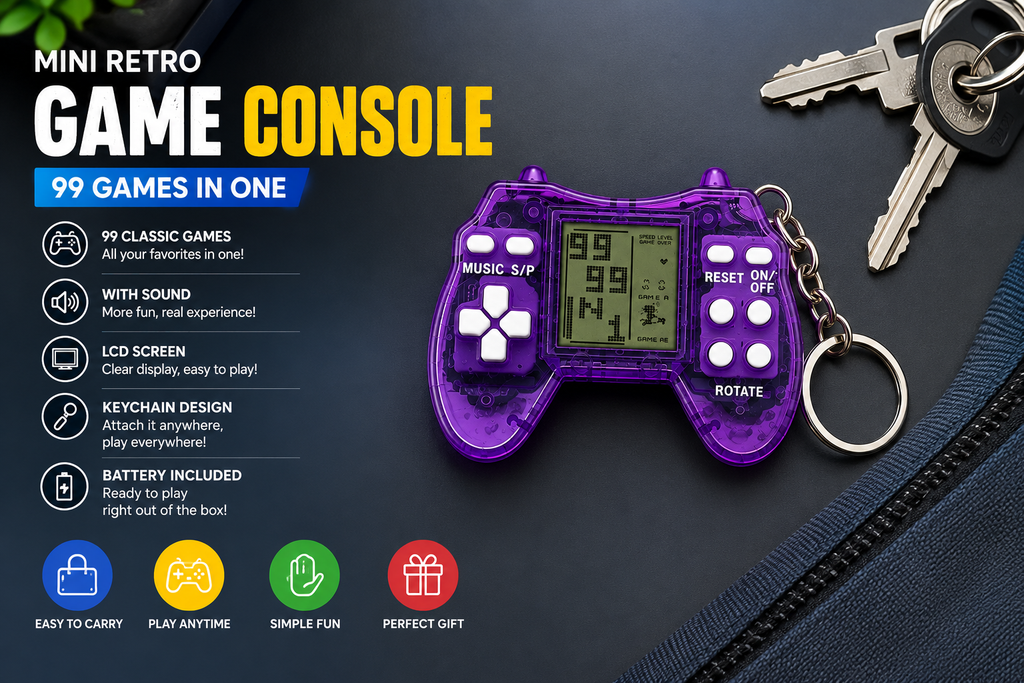 Mini Retro Handheld Game Console Keychain