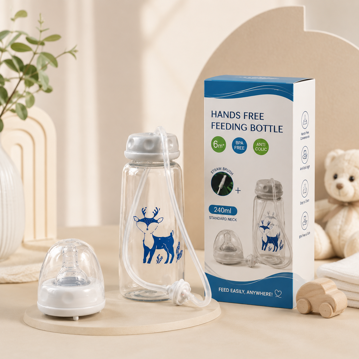 Hands-Free Baby Feeding Bottle
