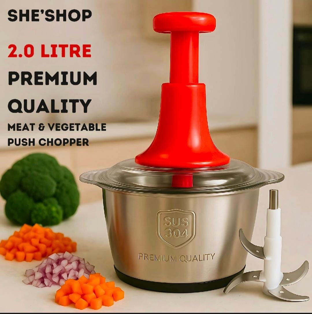 2 Litre Stainless Steel Bowl Manual Chopper | Meat & Veg Chopper