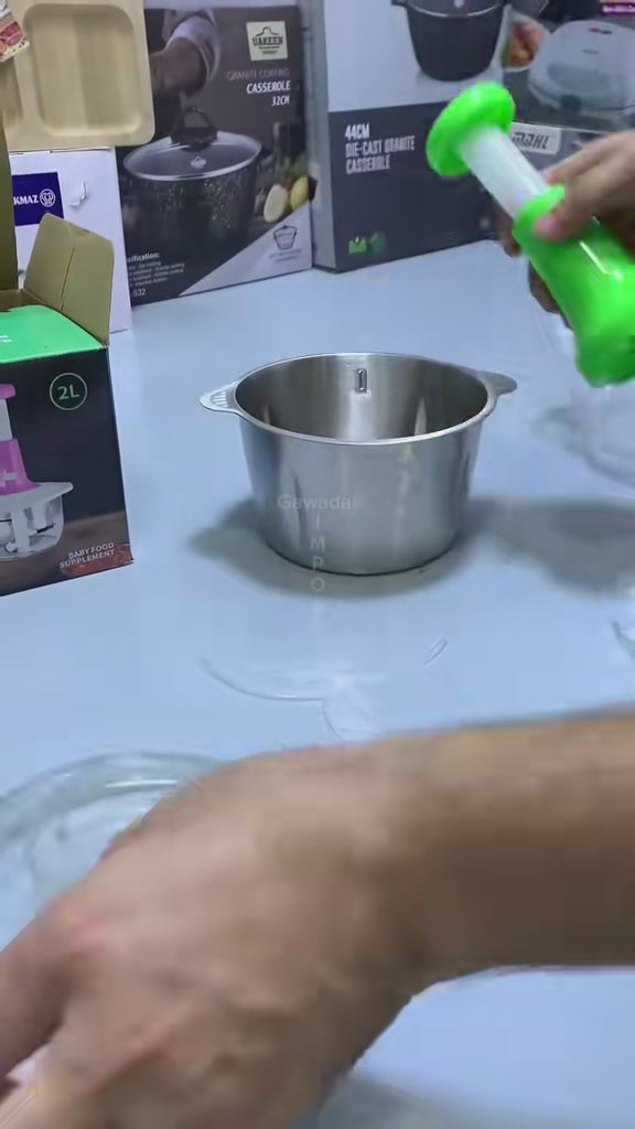 2 Litre Stainless Steel Bowl Manual Chopper | Meat & Veg Chopper